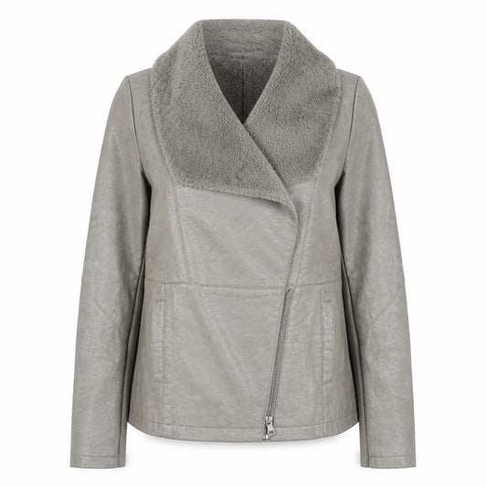 Front view of New Look women’s grey jacket, size UK 10, zip