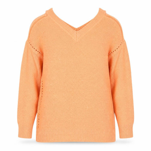 Intuition Womens Orange V-Neck  Acrylic Pullover Jumper Size 12   - 12-14, Open shoulders