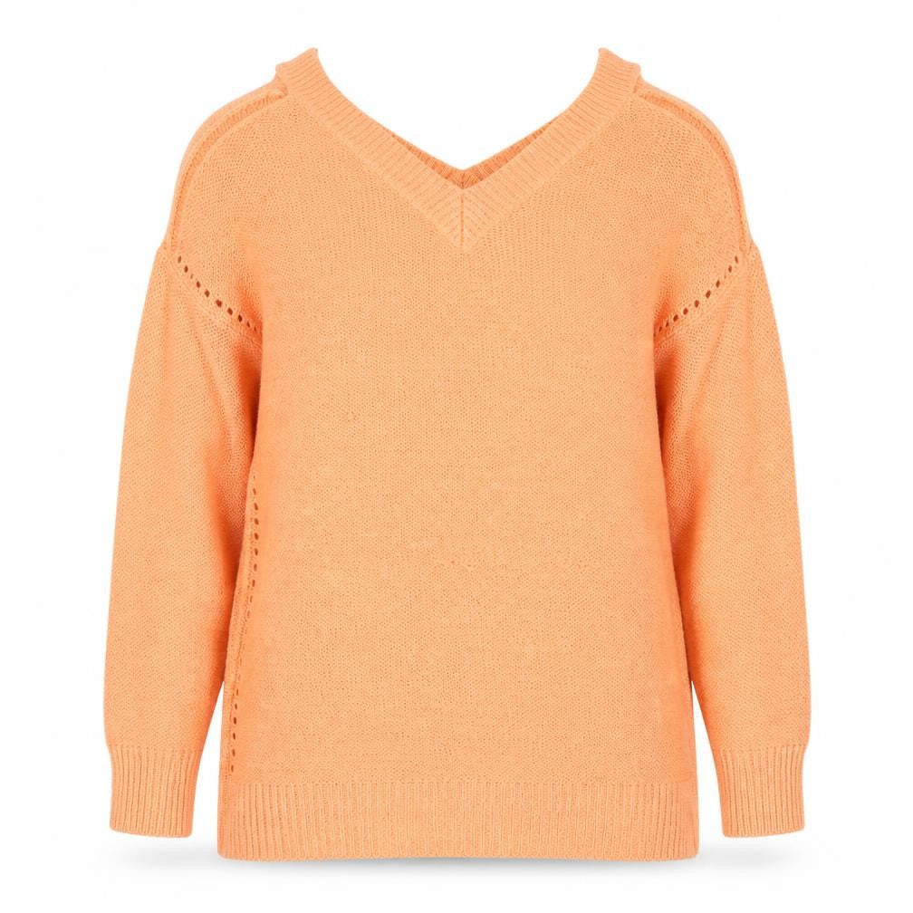 Intuition Womens Orange V-Neck  Acrylic Pullover Jumper Size 12   - 12-14, Open shoulders