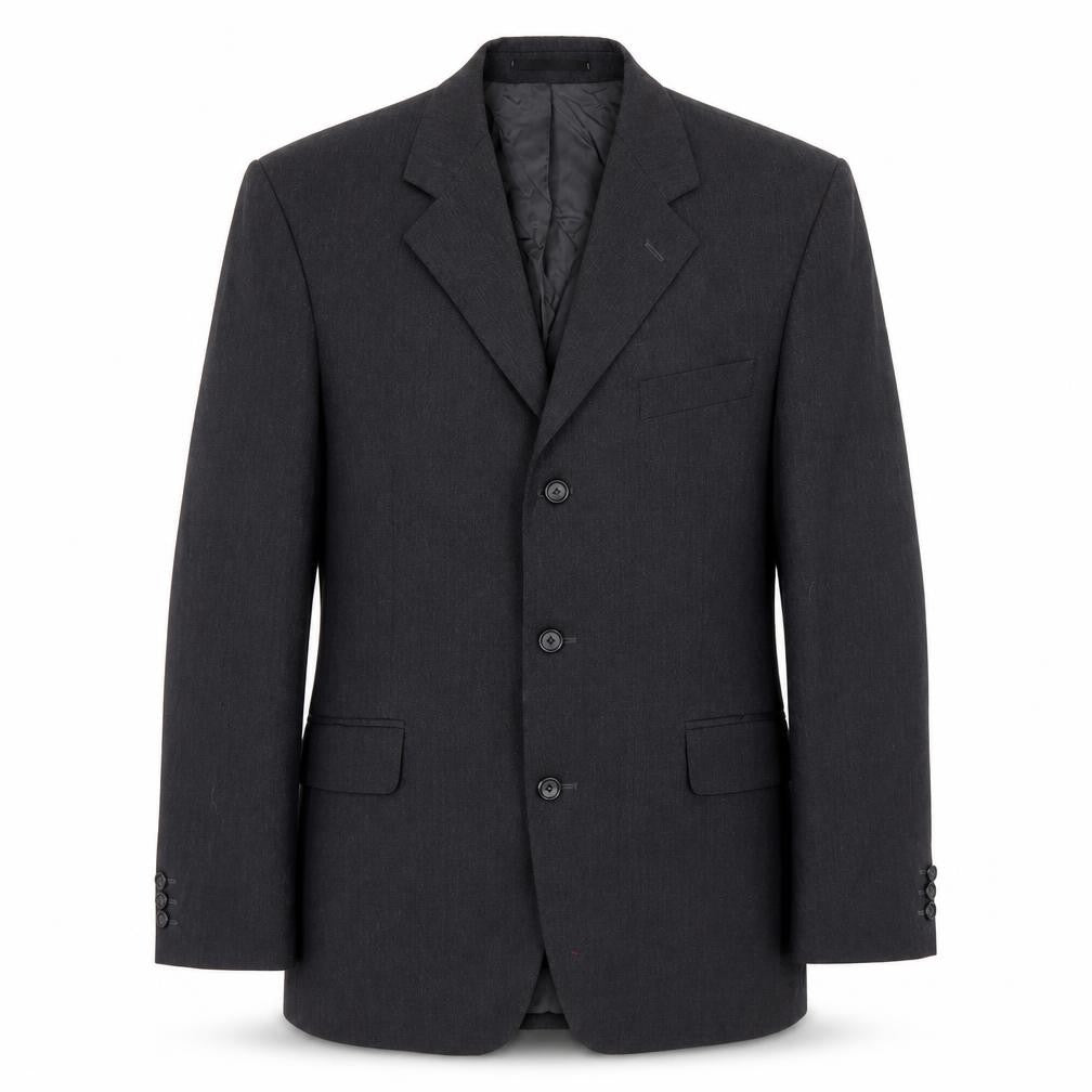 Front view of Burton men’s grey polyester jacket blazer, size 42