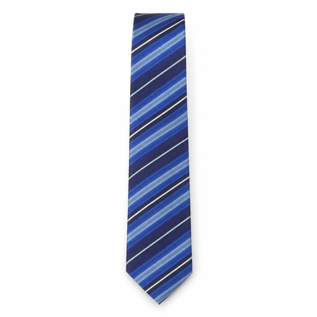 Front view of Next men’s blue striped polyester pointed tie one size