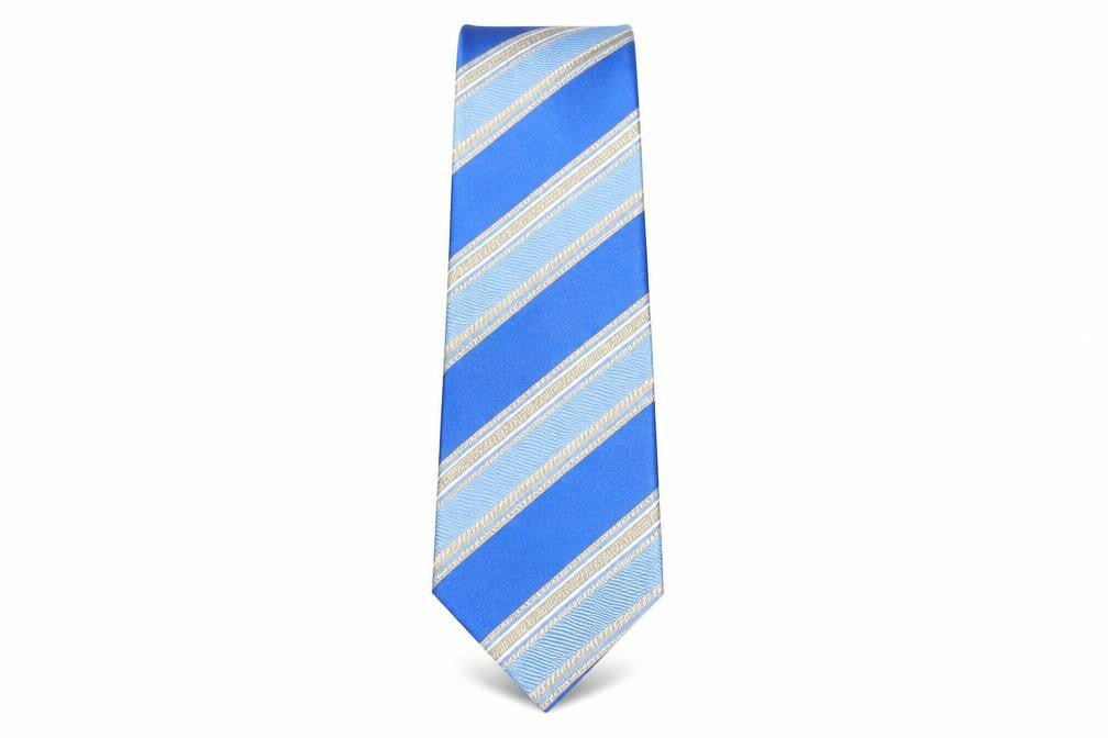 Front view of Sean John men’s blue striped silk pointed tie one size