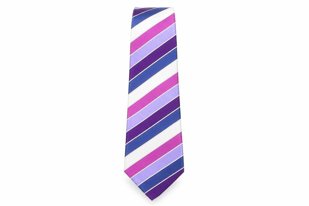 Front view of Marks & Spencer men’s multicoloured striped silk pointed tie one size
