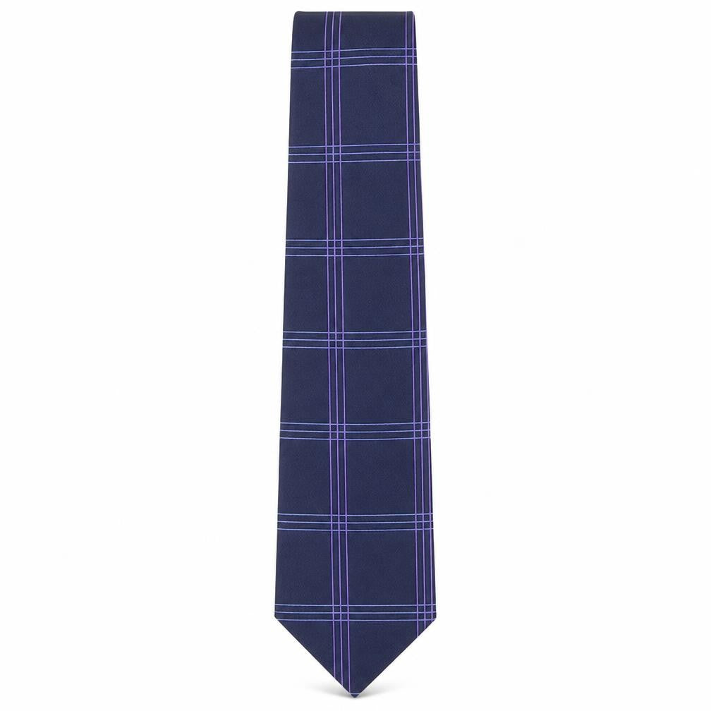 Front view of Michelsons men’s purple plaids & checks polyester pointed tie one size