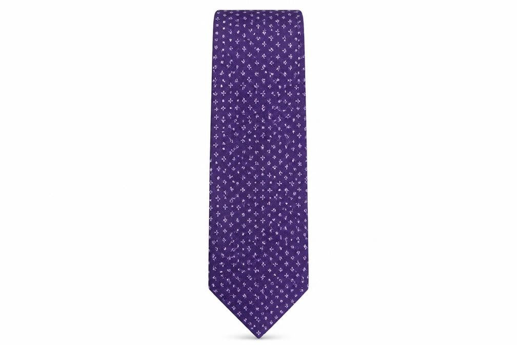 Front view of Marks & Spencer men’s purple geometric polyester pointed tie one size