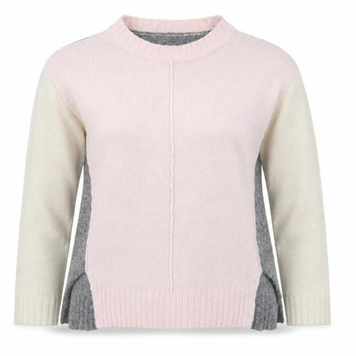 Marks and Spencer Womens Pink Crew Neck  Acrylic Pullover Jumper Size S   - Colour Block