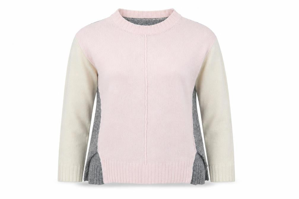 Marks and Spencer Womens Pink Crew Neck  Acrylic Pullover Jumper Size S   - Colour Block