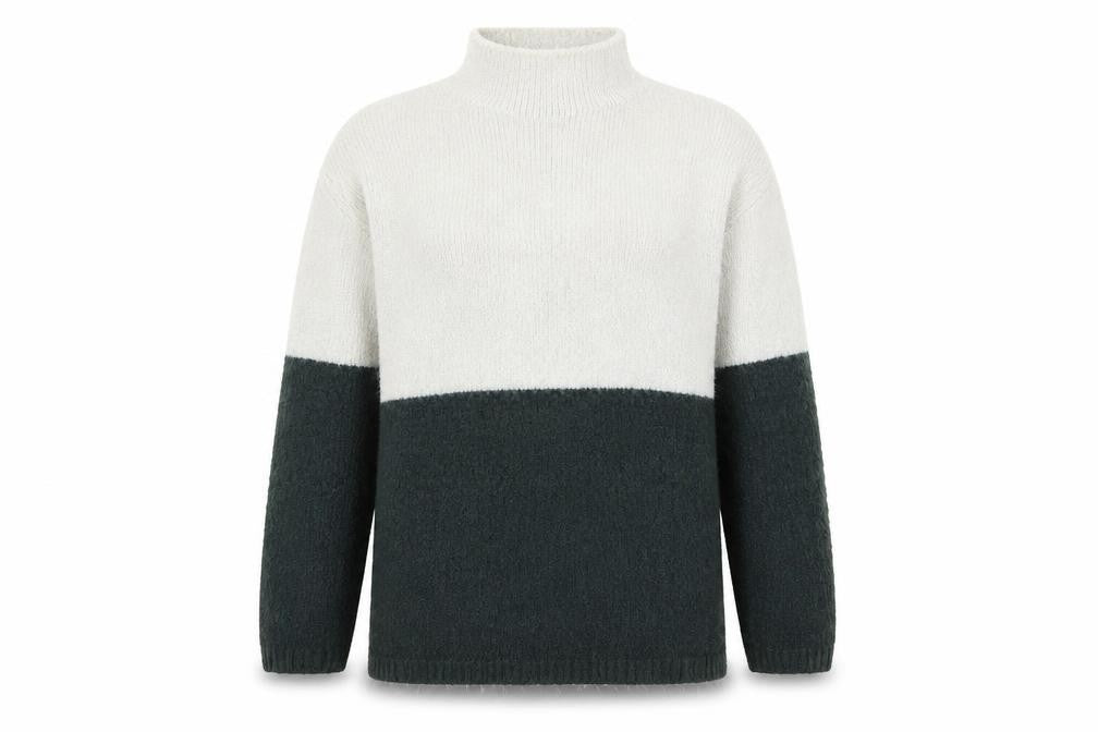 New Look Girls Green Mock Neck Colourblock Acrylic Pullover Jumper Size 12-13 Years  Pullover