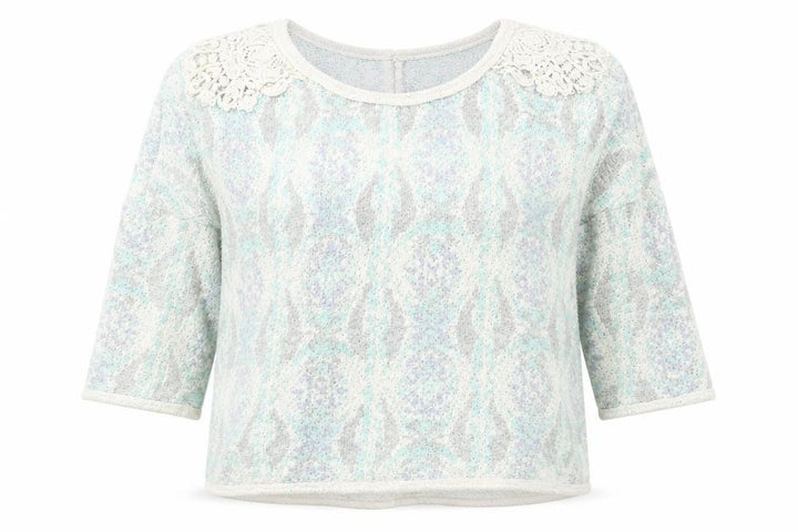 Pull&Bear Womens Green Round Neck Geometric Cotton Pullover Jumper Size M