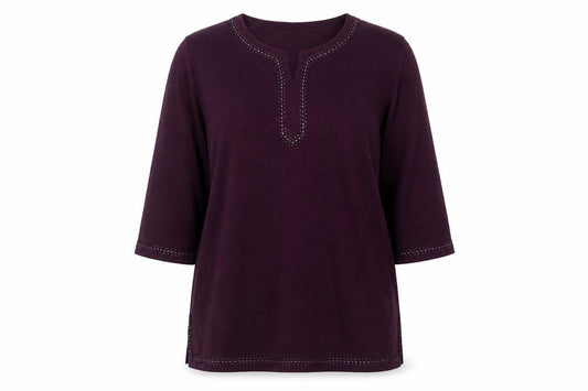 Front view of 2-craze women’s purple polyester basic t-shirt, size XL, v-neck