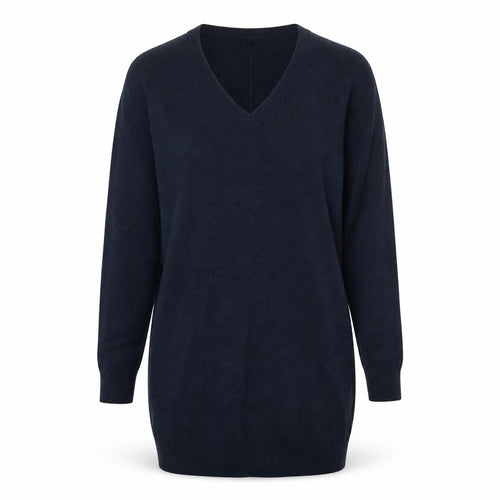 Marks and Spencer Womens Blue V-Neck  Acrylic Tunic Jumper Size 6