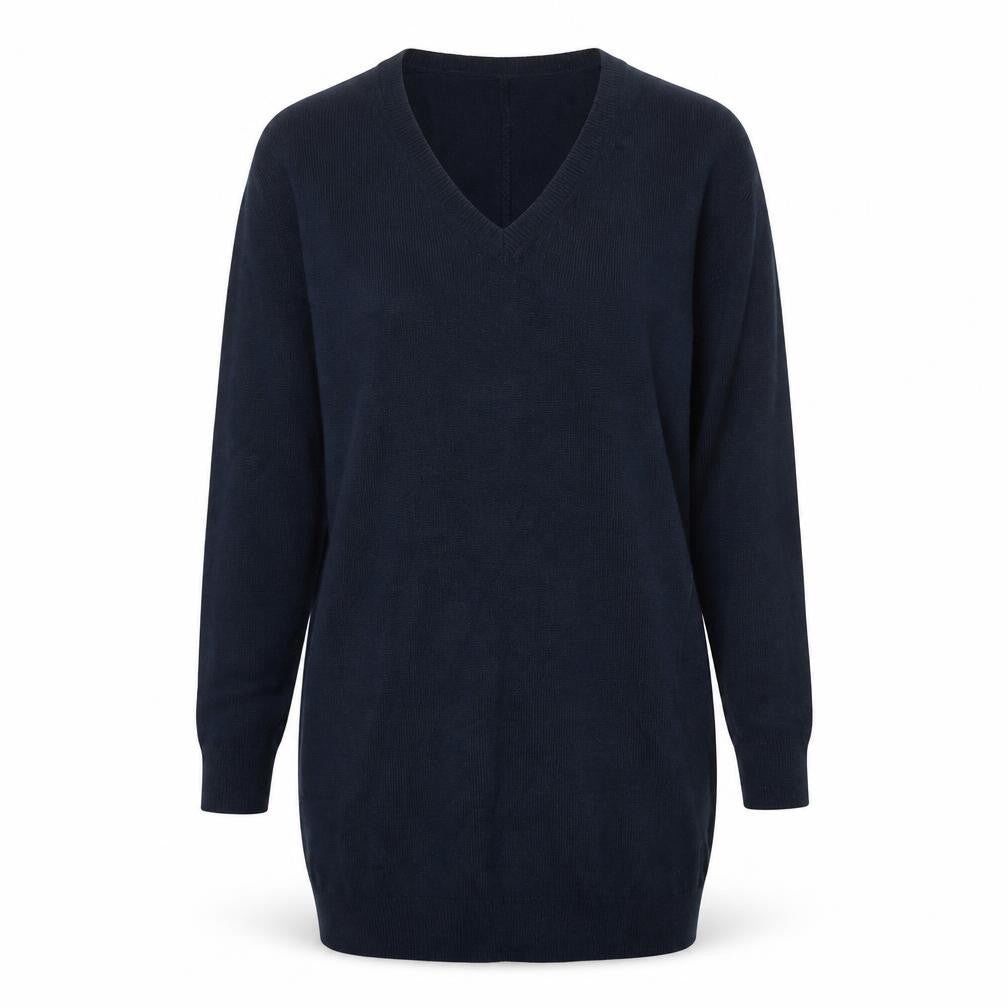 Marks and Spencer Womens Blue V-Neck  Acrylic Tunic Jumper Size 6