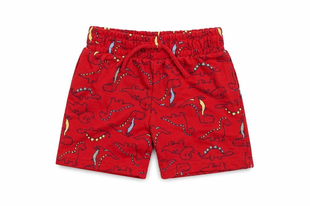 Dunnes Stores Boys Red  Cotton Cropped Leggings Size 12-18 Months  Drawstring - Dinosaur