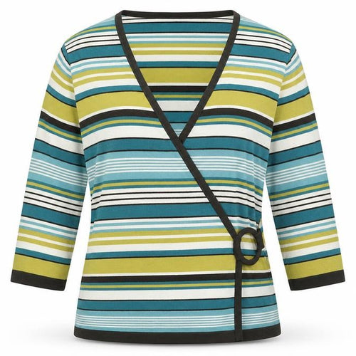 Alex & Co.  Womens Multicoloured V-Neck Striped Viscose Wrap Jumper Size 12