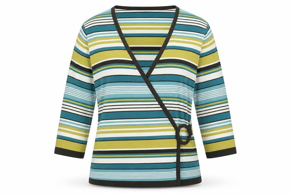 Alex & Co.  Womens Multicoloured V-Neck Striped Viscose Wrap Jumper Size 12