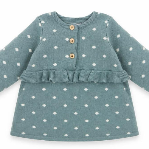 NEXT Girls Blue Polka Dot Viscose A-Line  Size 0-3 Months  Round Neck Button