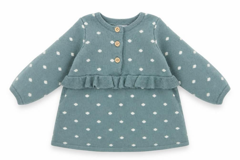 NEXT Girls Blue Polka Dot Viscose A-Line  Size 0-3 Months  Round Neck Button