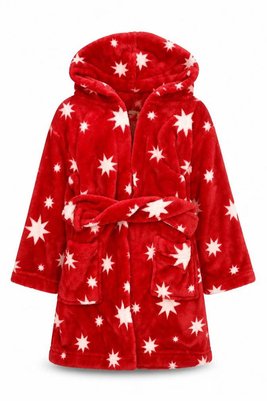 John Lewis Girls Red Solid Polyester Kimono Gown Size 3 Years  Tie - Stars