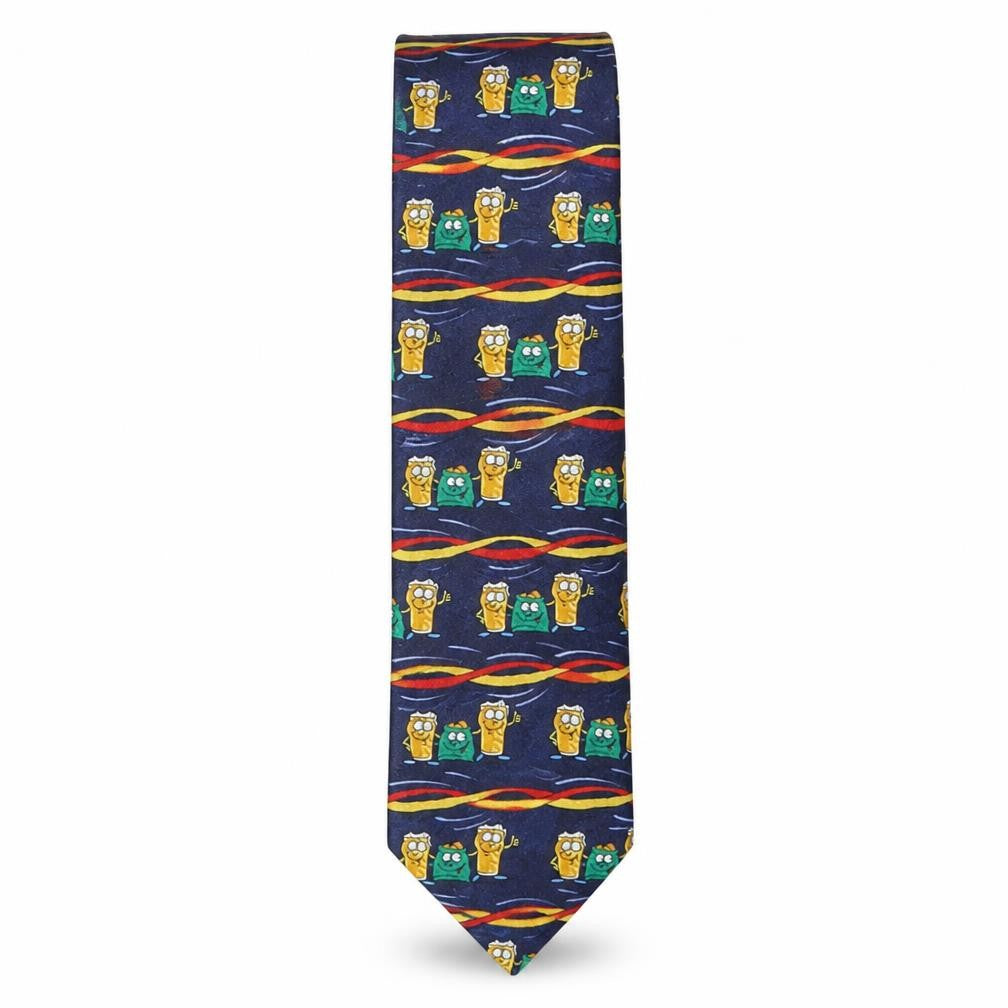 Front view of Jacques Estier men’s multicoloured geometric polyester pointed tie one size