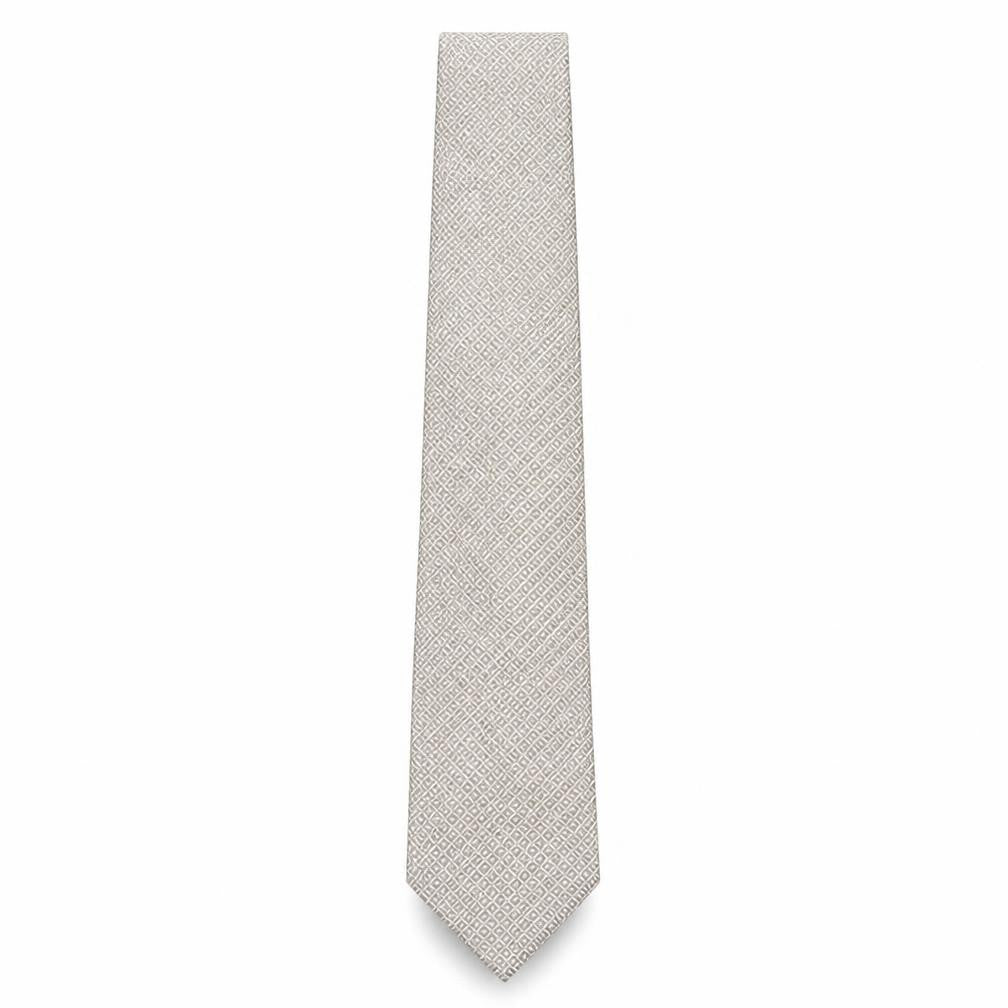 Front view of Autograph men’s beige geometric silk pointed tie one size