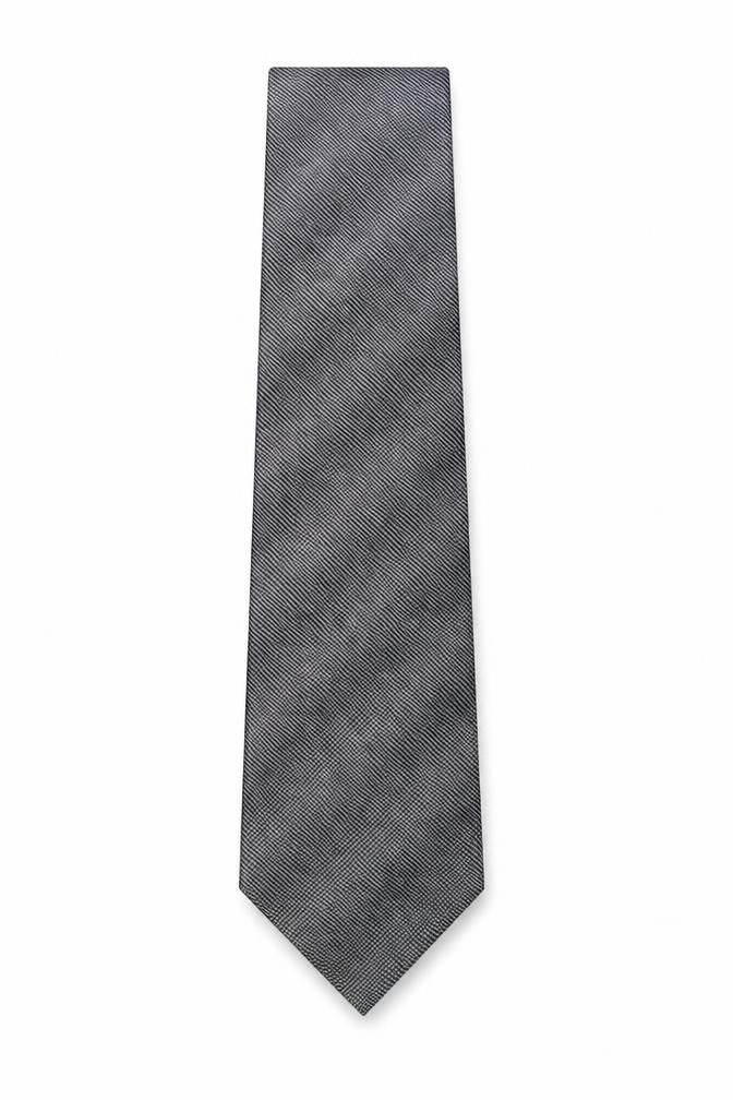 Front view of Autograph men’s grey striped silk pointed tie one size