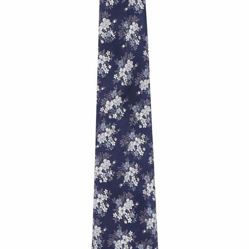 Marks and Spencer Mens Blue Floral Silk Pointed Tie One Size