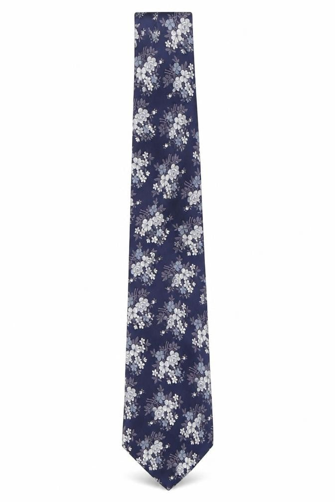 Marks and Spencer Mens Blue Floral Silk Pointed Tie One Size
