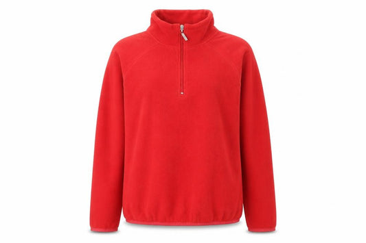 Front view of Remain women’s red polyester pullover sweatshirt, size S, zip