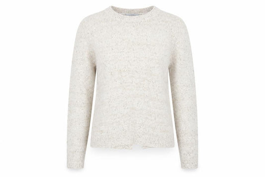 Front view of George women’s beige crew neck polyester jumper, size UK 12