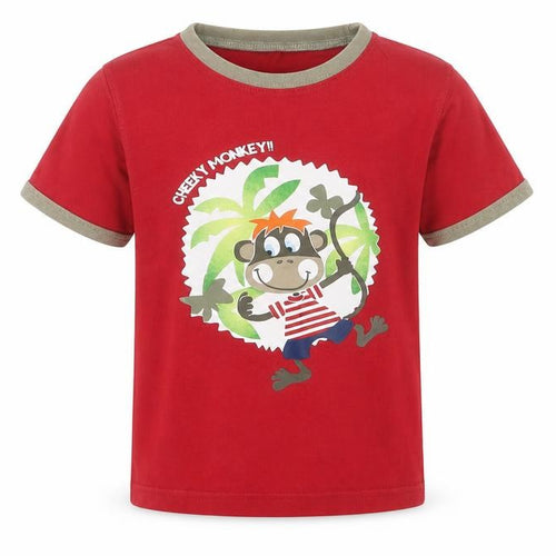Dunnes Stores Girls Red  Cotton Pullover T-Shirt Size 3-4 Years Crew Neck Pullover - Cheeky Monkey