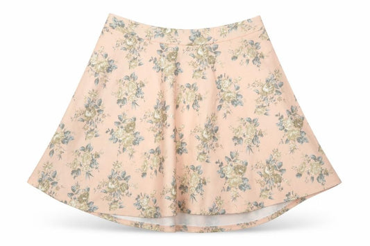 Front view of Forever 21 women’s pink floral polyester skater skirt, size M