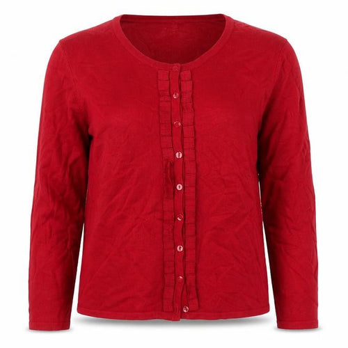 CC Womens Red Round Neck  Viscose Cardigan Jumper Size 12