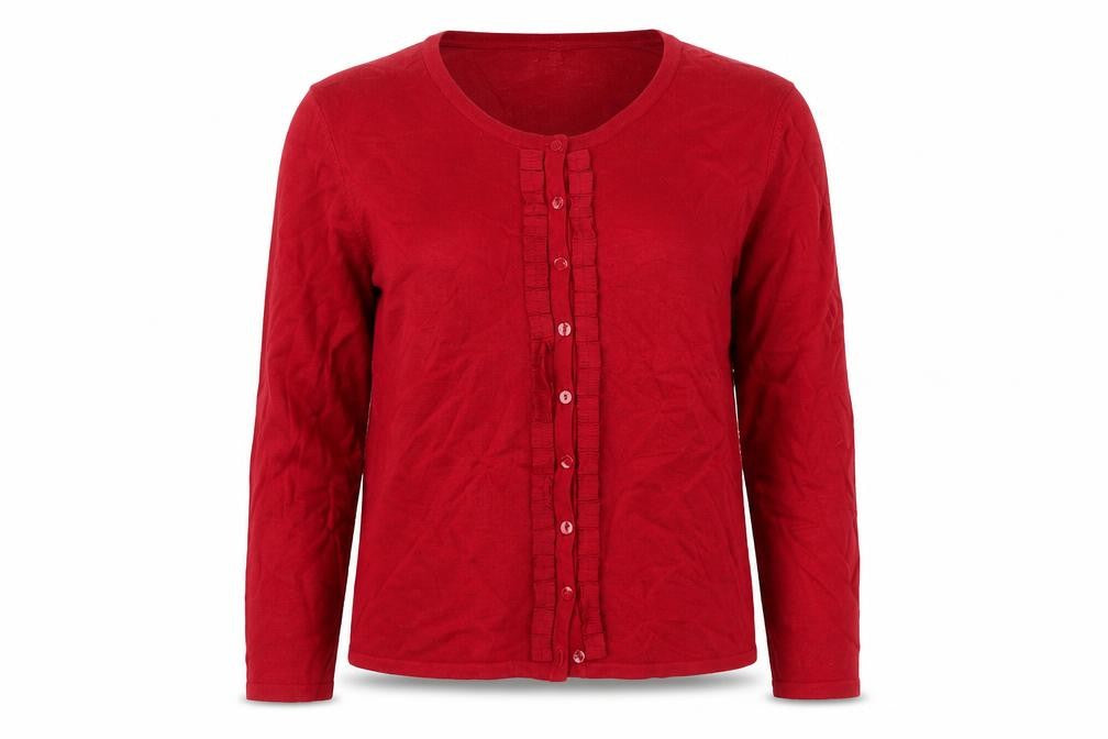 CC Womens Red Round Neck  Viscose Cardigan Jumper Size 12