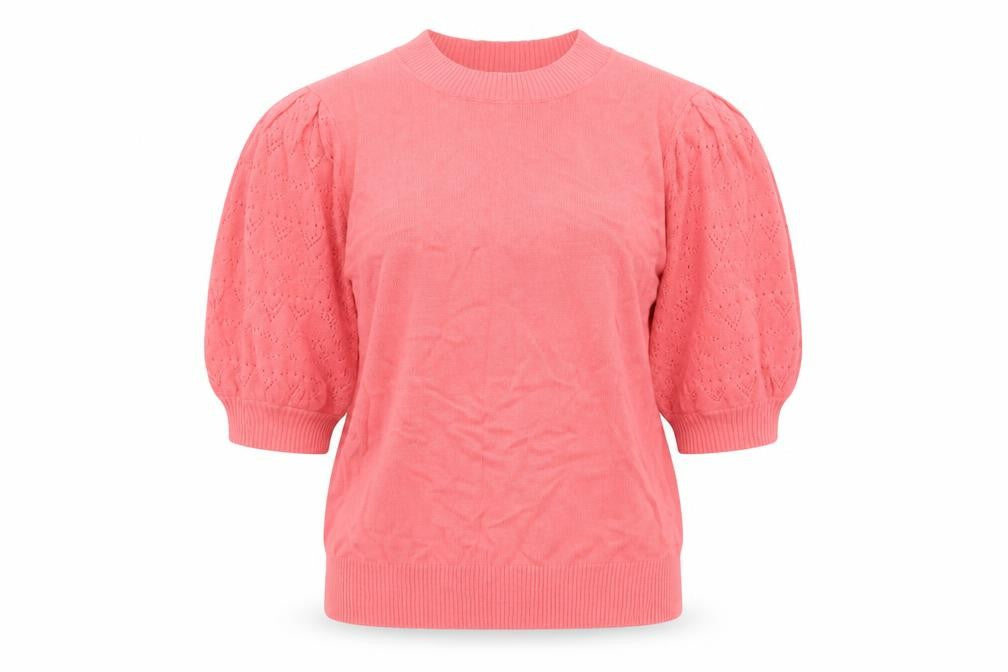 Front view of Tu women’s pink round neck cotton jumper, size UK 12