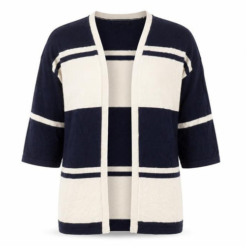 Warehouse Womens Blue V-Neck Striped Viscose Cardigan Jumper Size 10