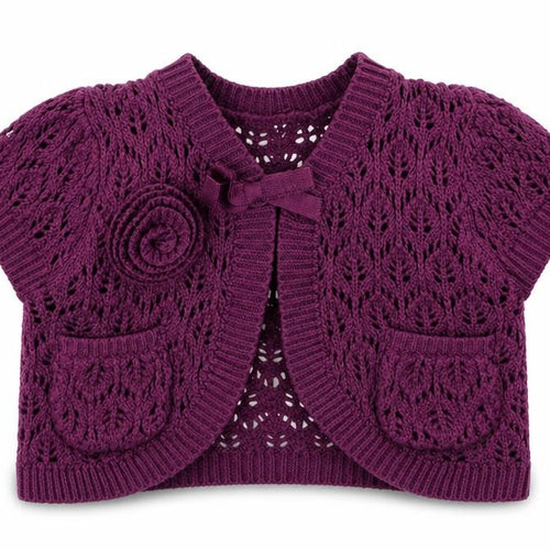 Mothercare Girls Purple Crew Neck  Acrylic Cardigan Jumper Size 2 Years  Button
