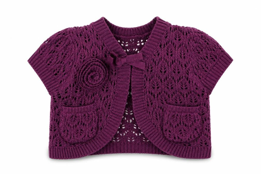 Mothercare Girls Purple Crew Neck  Acrylic Cardigan Jumper Size 2 Years  Button