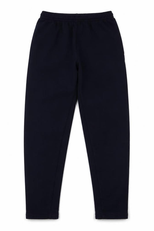 Front view of Diamond Kids boys’ blue acrylic jogger trousers, size XS, slim pullover