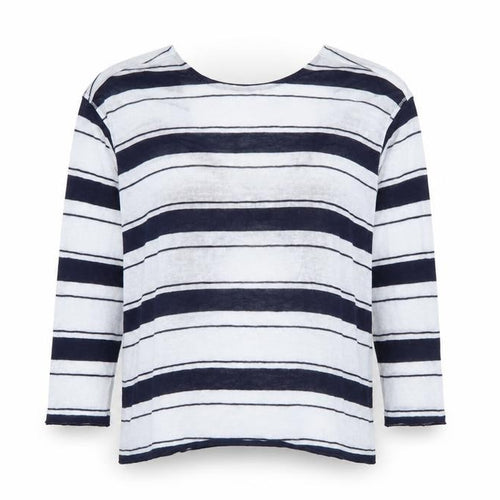 Pull&Bear Womens Blue Round Neck Striped Polyester Pullover Jumper Size S
