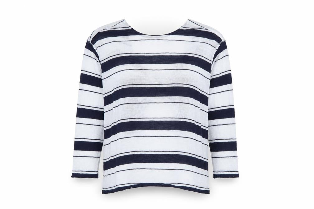 Pull&Bear Womens Blue Round Neck Striped Polyester Pullover Jumper Size S