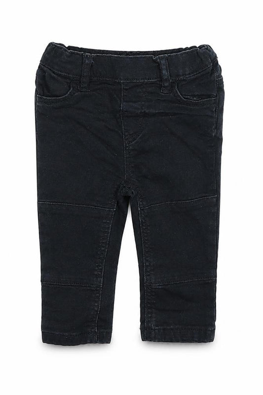 Front view of H&M boys’ black cotton capri jeans, size 9-12, months pullover