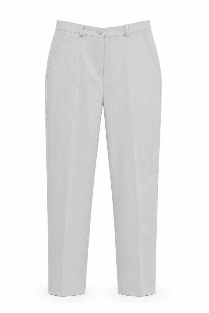 Slimma Womens Grey Striped Polyester Dress Pants Trousers Size 10 L30 in Regular Button