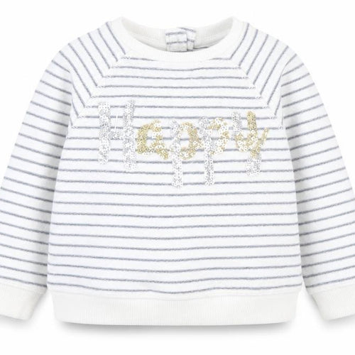 Mothercare Baby White Striped Cotton Pullover Jumper Size 12-18 Months  Button