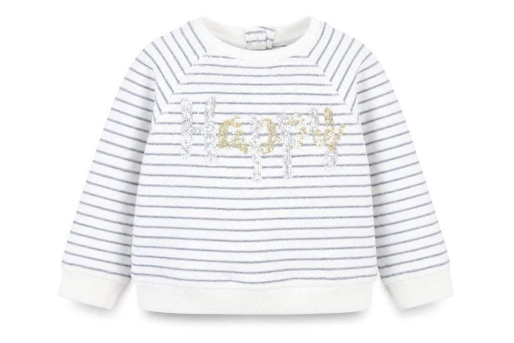 Mothercare Baby White Striped Cotton Pullover Jumper Size 12-18 Months  Button