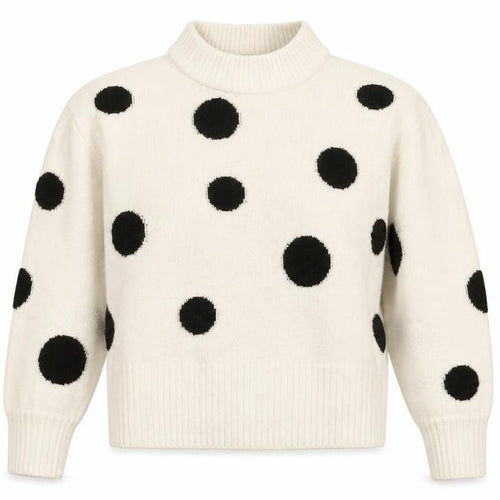 Marks and Spencer Womens Ivory Mock Neck Polka Dot Acrylic Pullover Jumper Size M
