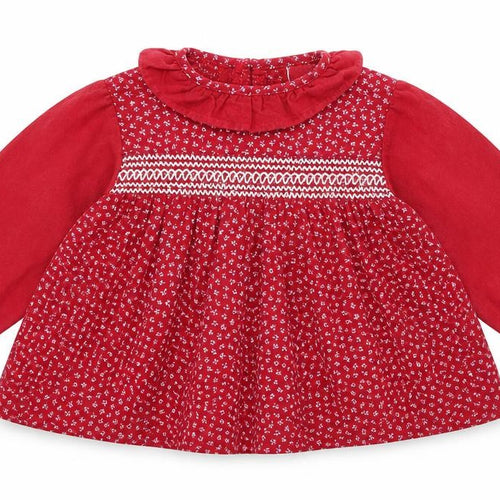 Boots Girls Red Floral 100% Cotton A-Line  Size 3-6 Months  Collared Button