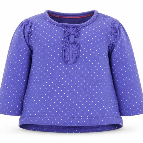 Marks and Spencer Girls Purple Polka Dot 100% Cotton Basic T-Shirt Size 6-9 Months Round Neck Pullover