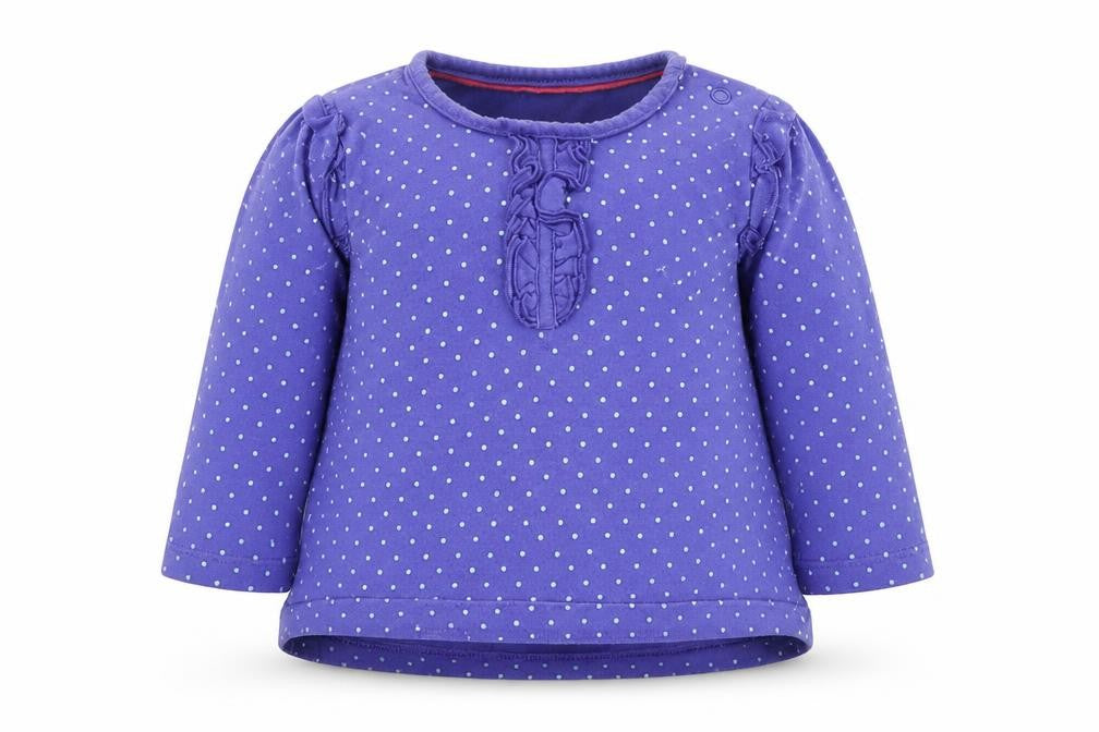 Marks and Spencer Girls Purple Polka Dot 100% Cotton Basic T-Shirt Size 6-9 Months Round Neck Pullover