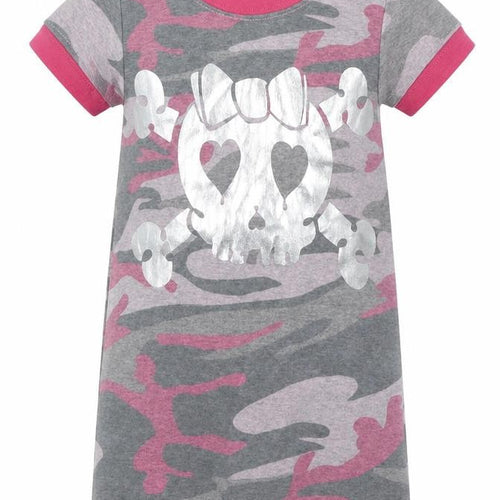 Treasure Island Girls Multicoloured Camouflage Cotton Babygrow One-Piece Size 18 Months  Button - Skull