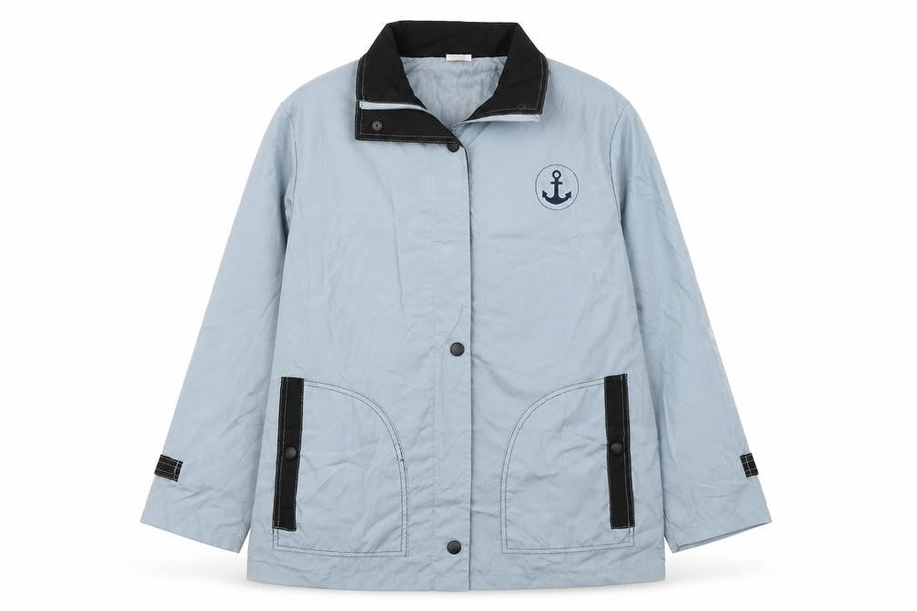 Anne De Lancay Womens Blue   Windbreaker Coat Size M  Zip